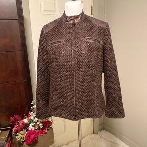 Chico’s Moto Gold Metallic Jacket size 2